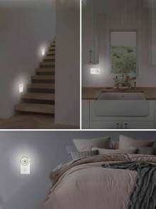 1入組塑料功能夜燈，現代圓形功能夜燈，適合房間家庭聚會裝飾，黃昏到黎明傳感器-節能 - 黃色 - 查看 5