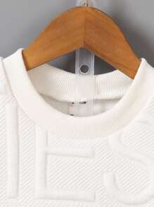 SHEIN 2pcs Toddler Boys Set - Letter Jacquard Round Neck Short Sleeve T-Shirt And Shorts, Daily Wear For Spring/Summer Getaways, Holidays, Travel, Relaxation, Sunbathing - White - View 7