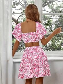 Breezaya Women's Fashionable Printed Backless Waist-Baring Dress