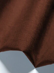 Selamara Women's Summer Solid Color Round Neck Batwing Short Sleeve Top And Wide Leg Pants Casual 2pcs Set - Brown - View 3