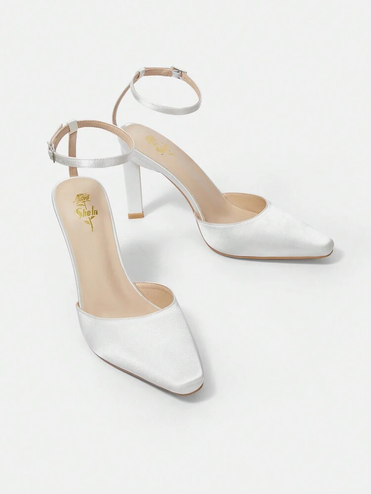 Women's Pointed Toe Ankle Strap Stiletto Heels Solid Color Pumps