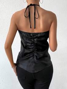 Chiquease 時尚夏季上衣,有3d花朵細節 - 黑色 - 查看 2