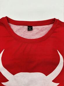 Manfinity Homme Men's Plus Size Bull Head Printed Casual Tank Top - Red - View 4