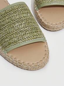 Styleloop Women Braided Design Flat Sandals, Vacation Summer Slide Sandals - Olive Green - View 4
