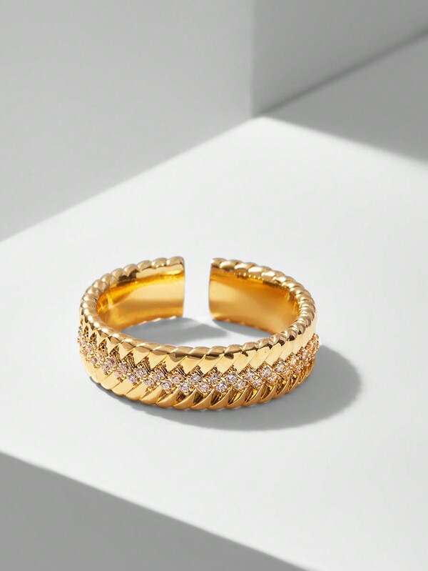 MOTF PREMIUM GOLD-PLATED MICRO-INLAID CUBIC ZIRCONIA RING