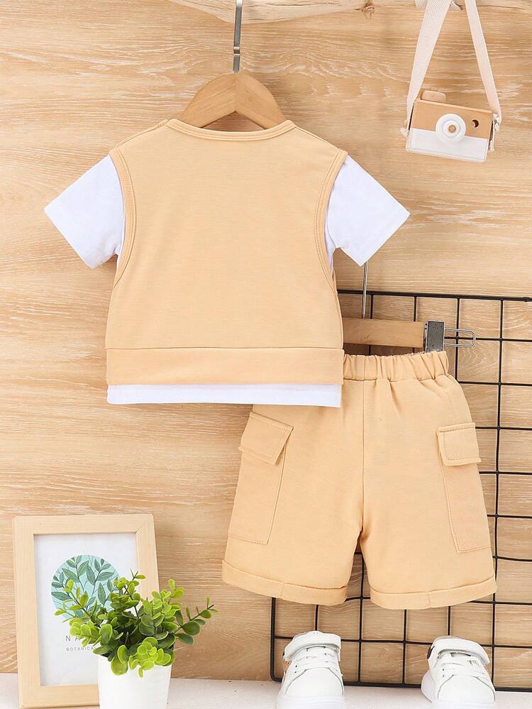 Baby Boy Flip Pocket 2-In-1 T-Shirt And Shorts Set