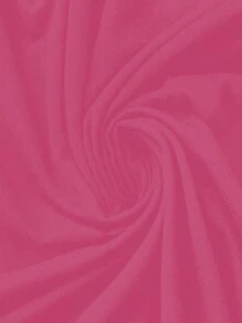 SHEIN LUNE 女士鬆身圓領純色休閒春夏連衣裙 - 粉色 - 查看 5