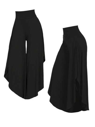 Rometta Plus Size Solid Color Asymmetric Wide Leg Pants Fall Cloth For Women