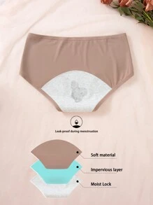 Shein Underwear&Sleepwear Basics Frauen Einfarbige Sicherheits-physiologische Unterwäsche, 5 Stück/pack