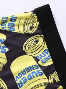 Men's Stylish Comfortable Boxer Briefs With Soda Can Print Pattern - Black - View 6