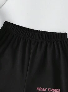 Quần short dáng rộng in nơ thông thường cho bé gái Tween (Big Kids) - màu đen - Xem 4