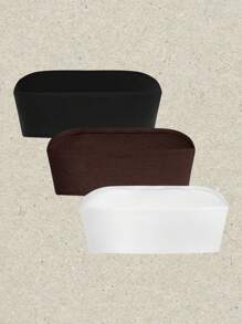 SHEIN EZwear 3pcs Solid Color Ultra Short High Stretch Tube Top - Brown - View 2