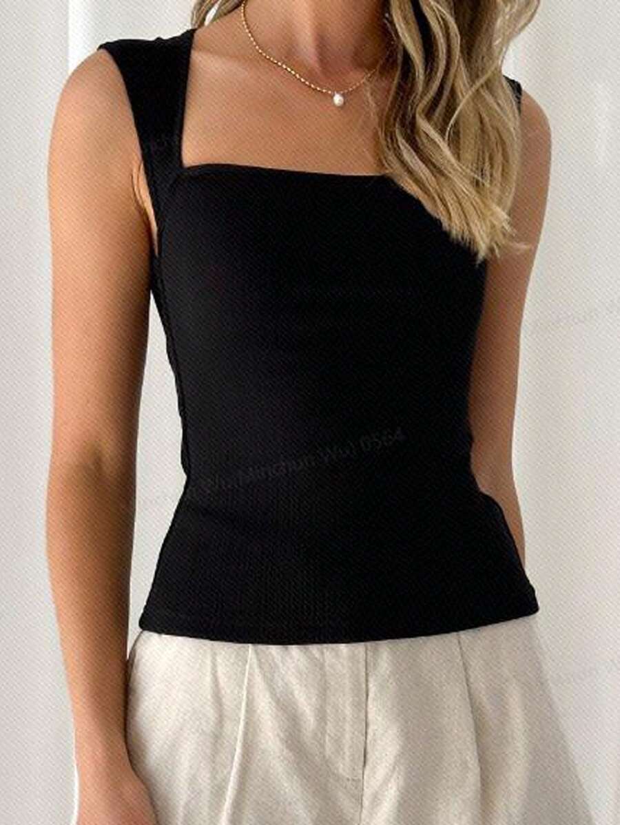 SHEIN Clasi 優雅經典,百搭女款針織上衣 - 黑色 - 查看 1