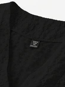 SHEIN Clasi Plus Size Women's Fashionable Simple Solid Color Textured Suit - Black - View 3