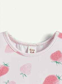 Cozy Pixies Vestido de línea A para bebé niña con manga corta y dibujos animados en el estampado, con banda elástica en la cintura, conjunto de 2 piezas