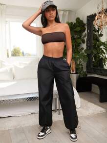 SHEIN EZwear 3pcs Solid Color Ultra Short High Stretch Tube Top - Brown - View 12