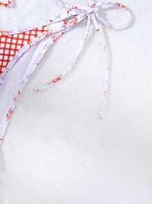 SHEIN Swim Summer Sweet Floral & Plaid Bikini Set - Multicolor - View 5