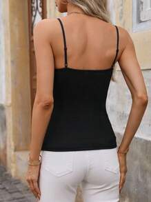 SHEIN Clasi Women's Solid Color Criss-Cross Camisole For Summer - Black - View 2