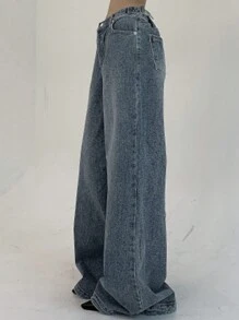 DAZY Damen Lässige Loose Wide Leg Jeans, Baggy Jeans, Kleidung für den Schulanfang