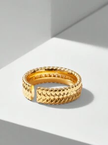 MOTF PREMIUM Anillo De Circonia Cúbica Microincrustado Chapado En Oro - Amarillo Oro - Ver 6