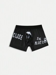 Men's Shark & Letter Printed Boxer Shorts - Black and White - View 4