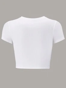 SHEIN Unity Letter Printed Slim Fit Cropped T-Shirt For Summer GOD'S FAVORITE