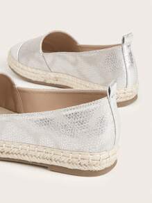 Silver Snake Print Comfortable Breathable Rope Fisherman Flat Shoes, Resort Style Valentines