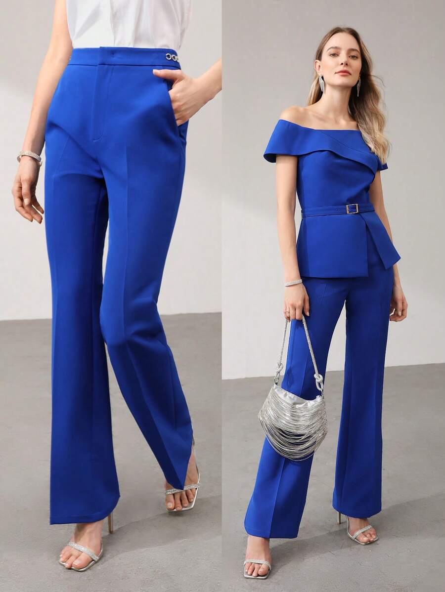 MOTF PREMIUM FLARED RHINESTONE DETAIL DRESS PANTS,SUMMER OUTFITS