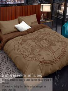 HARRY POTTER X SHEIN School Emblem Bedding Set - Brown - View 4