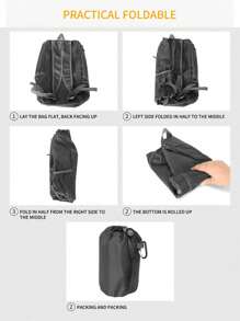 便携式多功能运动背包，可折叠，轻便，防水尼龙收纳袋，适用于户外露营、徒步旅行、旅行度假学校夏季笔记本电脑随身携带商务休闲圣诞节节日感恩节礼物侧腰包背包春假步入春天沙滩包旅行包随身背包，航空公司认可男士必备运动包 - 黑色 - 查看 2