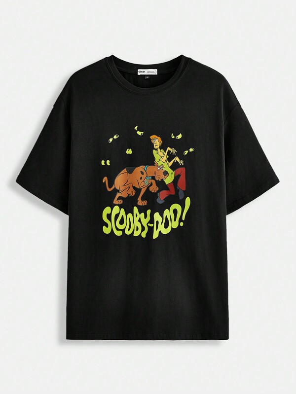 SCOOBY-DOO X SHEIN Tricou pentru bărbați cu desene animate și litere grafice