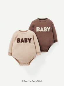 Cozy Pixies 嬰兒男寶貝2入組字母拼接連身衣