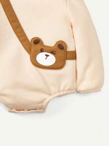 Cozy Pixies Baby Girl Newborn Baby's Cute Bear Printed Decorative Bag Colorblock Long Sleeve Bodysuit