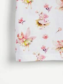 Cozy Pixies Baby Girl Fairy Pattern Round Neck Ruffle Sweatshirt And Pants Set - Apricot - View 6