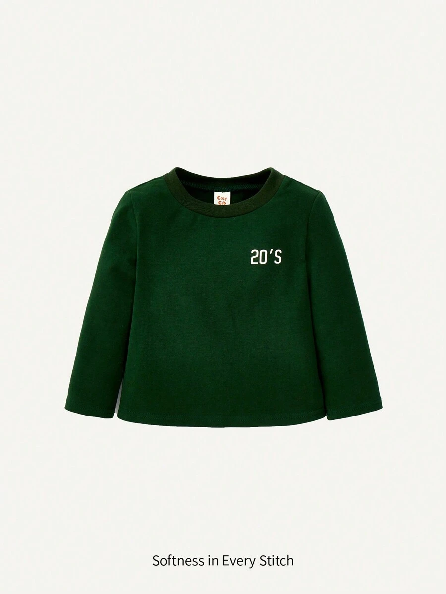 Cozy Pixies Bébé Garçon T-shirt À Lettres - Vert sapin - Voir 1