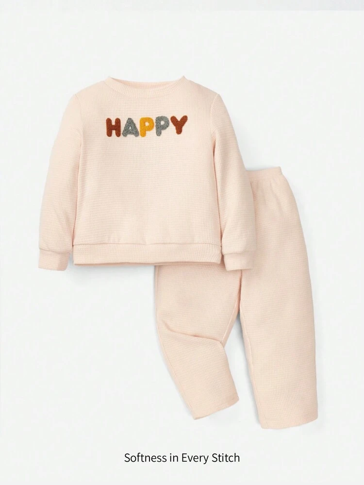 Baby Boy Letter Pattern Sweatshirt & Pants