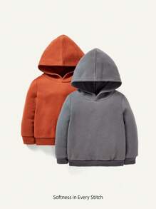 Cozy Pixies 男嬰2入組素色加絨內裏連帽衫