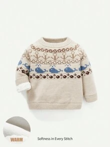 Baby Girl Cartoon Graphic Thermal Sweater
