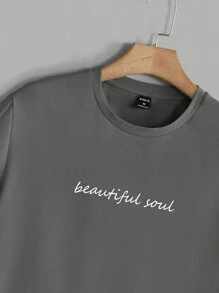 Manfinity Hypemode 男士字母印花圓領短袖t恤 - 灰色 - 查看 3