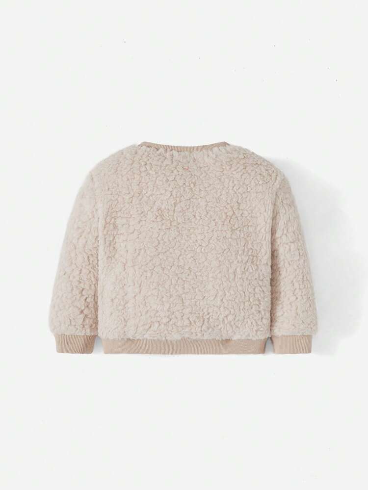 Baby Girl Bear Patched Teddy Sweatshirt & Pants