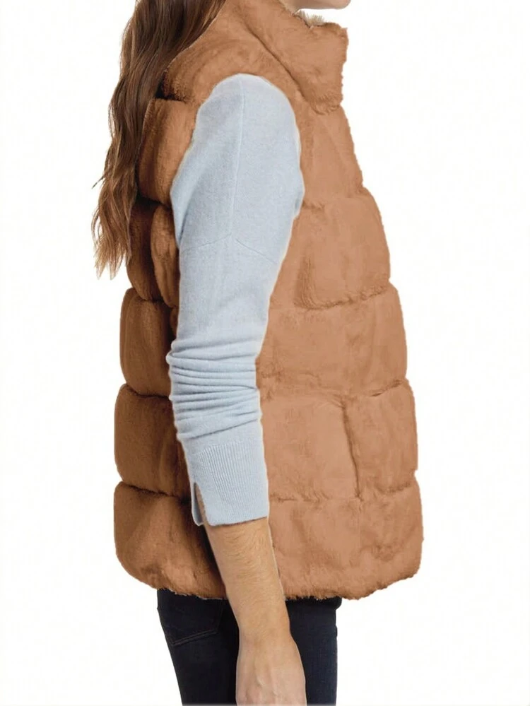 Women's Fashionable Casual Plush Winter Vest For Warmth And Style