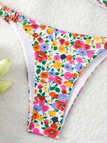 Swim Mod Vacation Style Floral Printed Two Pieces Bikini Set,Summer Beach - Multicolor - View 5