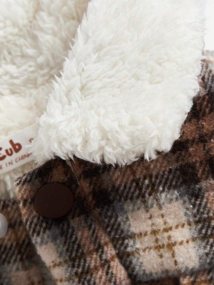 Baby Boy Plaid Print Thermal Lined Padded Coat