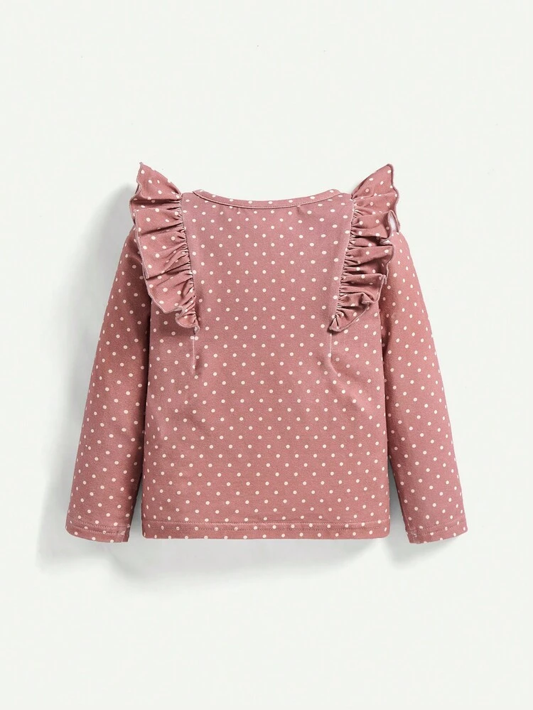Baby Girl 2pcs Cartoon Graphic Ruffle Trim Tee