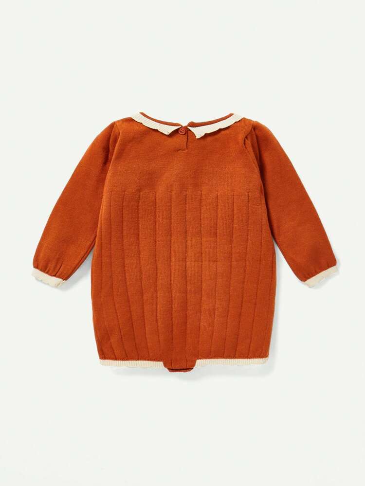 Baby Girl Contrast Trim Button Back Knit Bodysuit