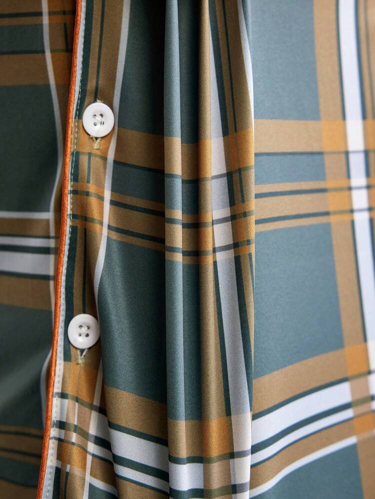 Men's Plaid Short Sleeve And Shorts Pajama Set