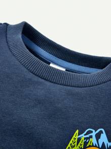 Cozy Pixies Baby Boy Cartoon Graphic Sweatshirt & Sweatpants Matching Set - Blue - View 3