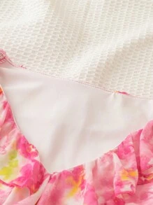 Soleia 女款休閒連衣裙,荷葉邊v領喇叭袖短款t卹,適合度假穿著