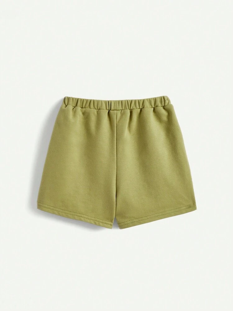 3pcs Infant Boys' Color Block Decorated Woven Tape Casual Shorts Set