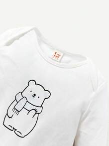 Cozy Pixies Baby Boy Bear Print Hooded Bodysuit & Sweatpants & Tee - Light Grey - View 3